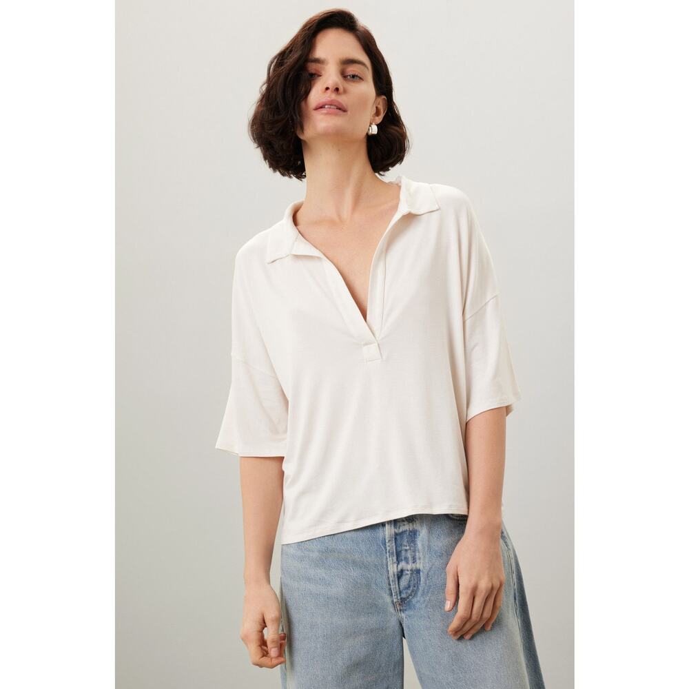 MAJESTIC FILATURES Soft Touch Polo Top - Size Large